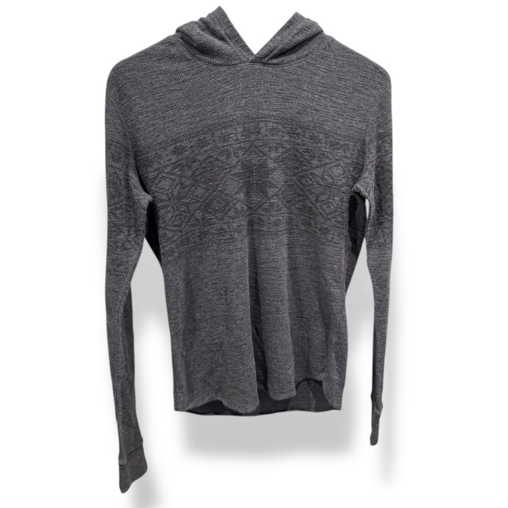 Vince Small Charcoal Slub Hoodie Thermal Sweater